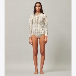 Tory Burch Gemini Link Rose Printed Ruffle Surf Swim Shirt Size Medium